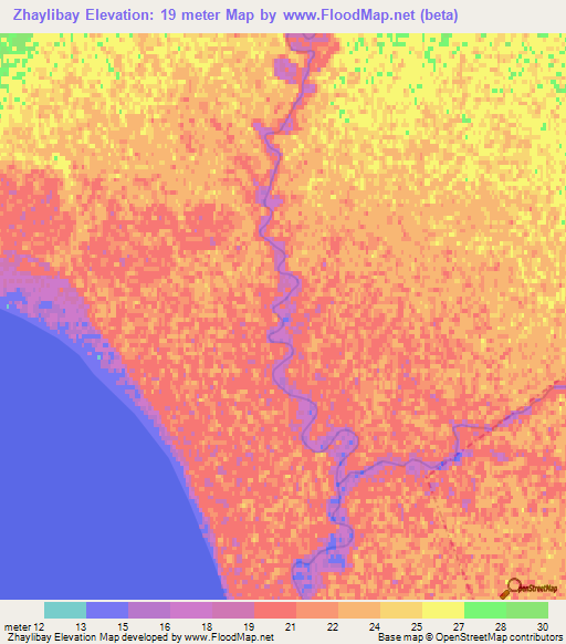 Zhaylibay,Kazakhstan Elevation Map