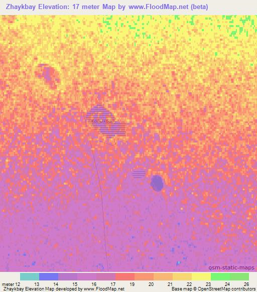 Zhaykbay,Kazakhstan Elevation Map