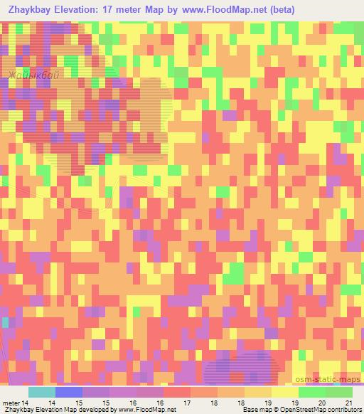 Zhaykbay,Kazakhstan Elevation Map