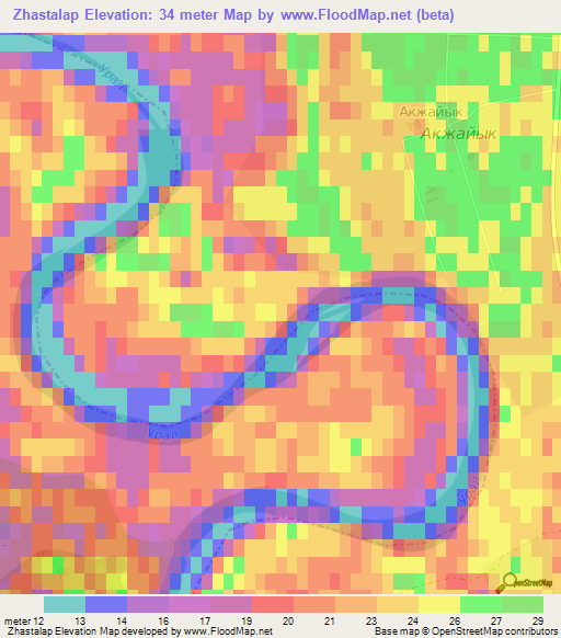 Zhastalap,Kazakhstan Elevation Map