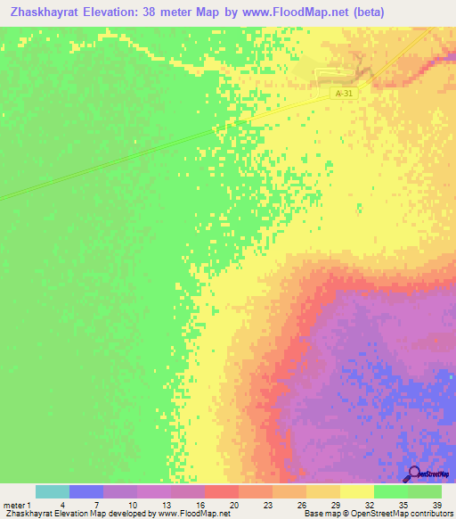 Zhaskhayrat,Kazakhstan Elevation Map