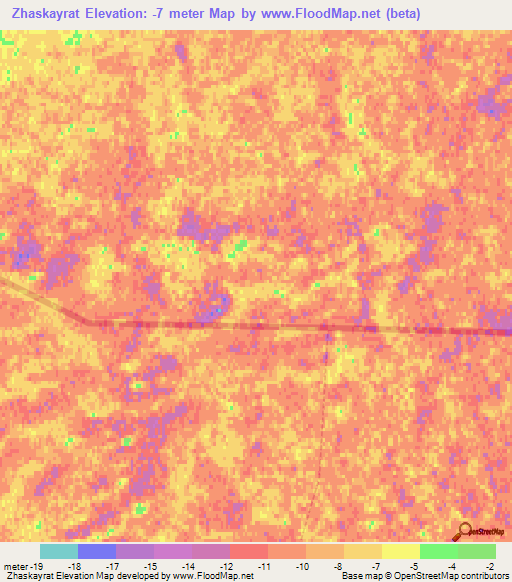 Zhaskayrat,Kazakhstan Elevation Map