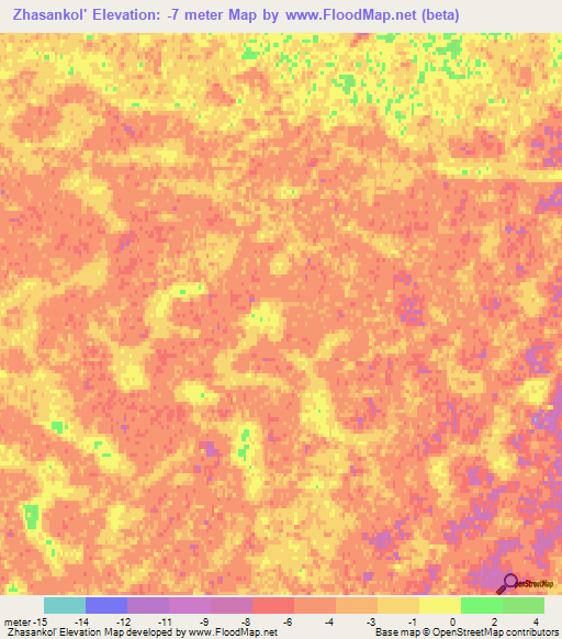 Zhasankol',Kazakhstan Elevation Map