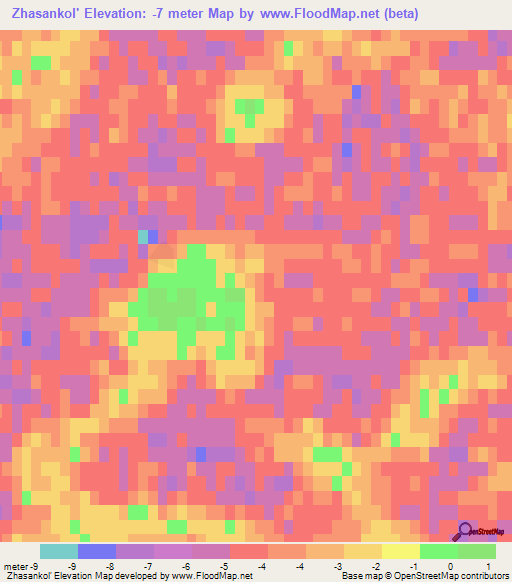 Zhasankol',Kazakhstan Elevation Map
