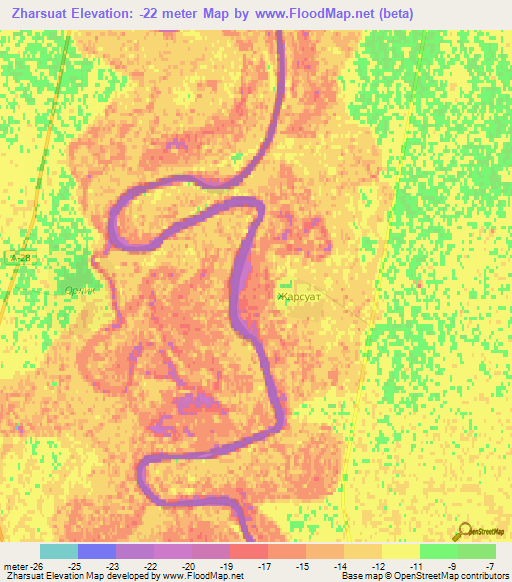 Zharsuat,Kazakhstan Elevation Map