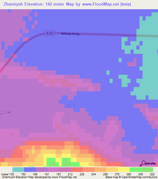 Zharmysh,Kazakhstan Elevation Map