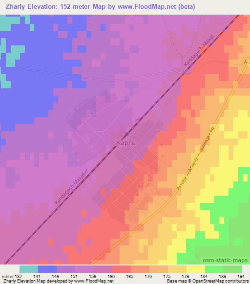 Zharly,Kazakhstan Elevation Map