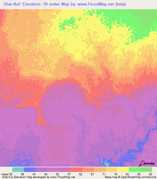 Zhar-Kul',Kazakhstan Elevation Map