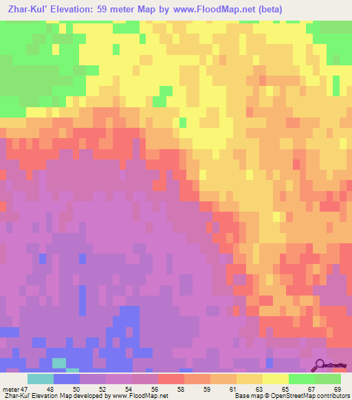 Zhar-Kul',Kazakhstan Elevation Map