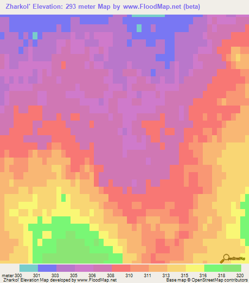 Zharkol',Kazakhstan Elevation Map