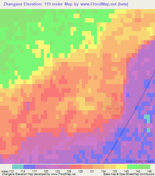 Zhangana,Kazakhstan Elevation Map