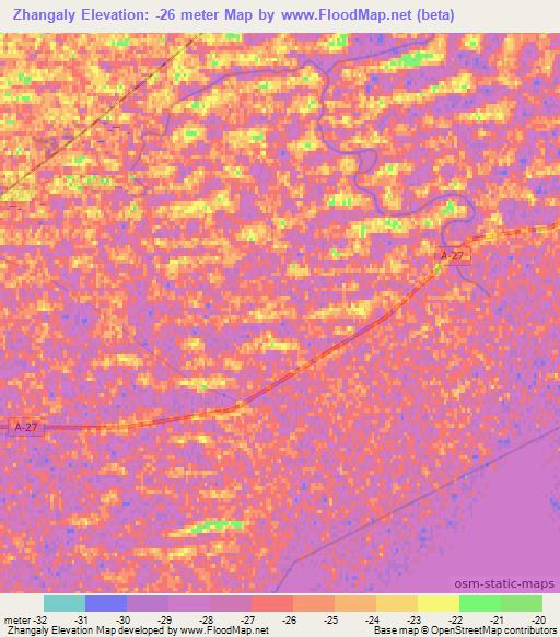 Zhangaly,Kazakhstan Elevation Map