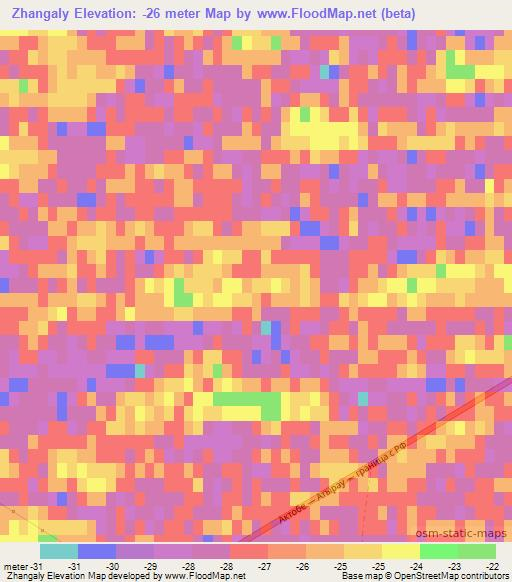 Zhangaly,Kazakhstan Elevation Map