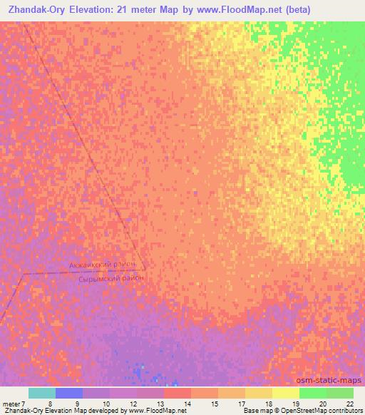 Zhandak-Ory,Kazakhstan Elevation Map