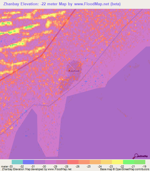 Zhanbay,Kazakhstan Elevation Map