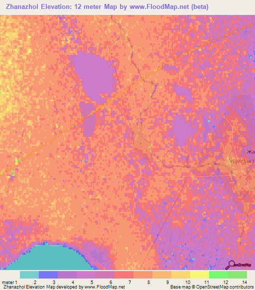 Zhanazhol,Kazakhstan Elevation Map