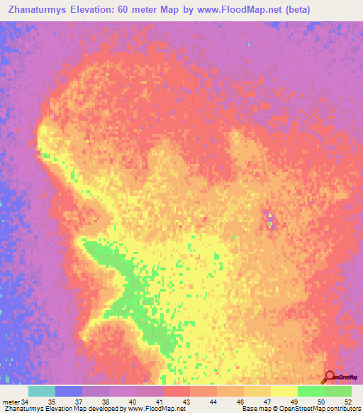 Zhanaturmys,Kazakhstan Elevation Map