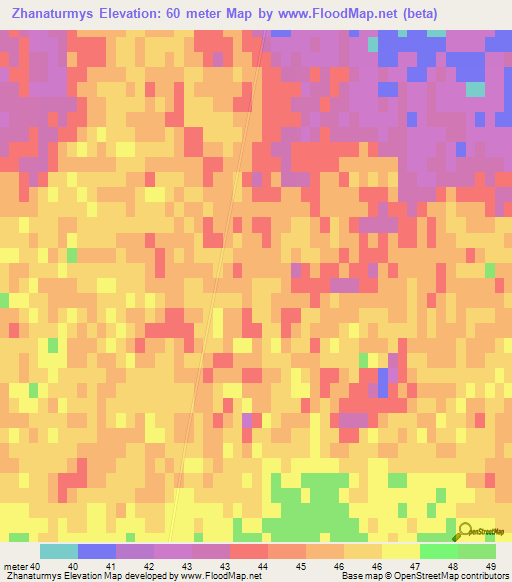 Zhanaturmys,Kazakhstan Elevation Map
