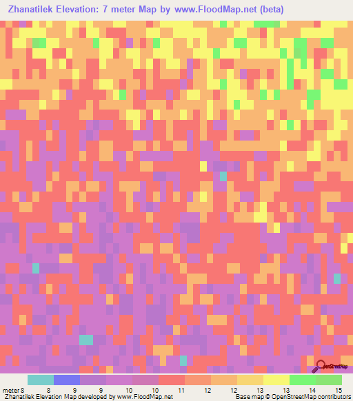 Zhanatilek,Kazakhstan Elevation Map