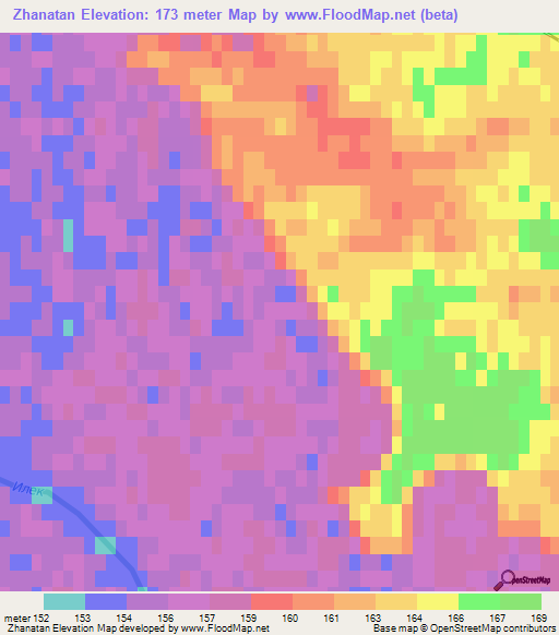 Zhanatan,Kazakhstan Elevation Map