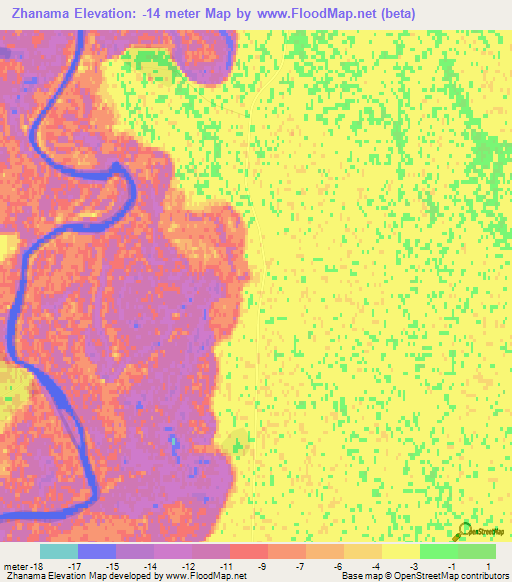 Zhanama,Kazakhstan Elevation Map