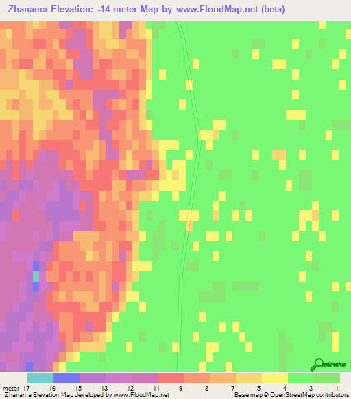 Zhanama,Kazakhstan Elevation Map