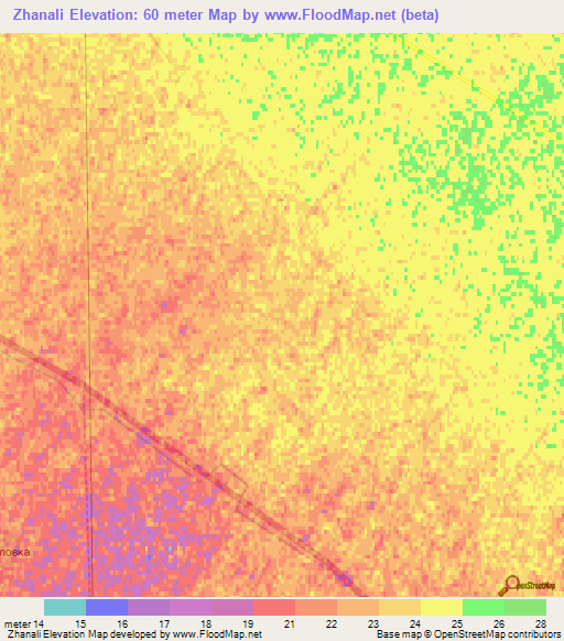 Zhanali,Kazakhstan Elevation Map