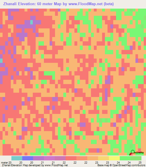 Zhanali,Kazakhstan Elevation Map
