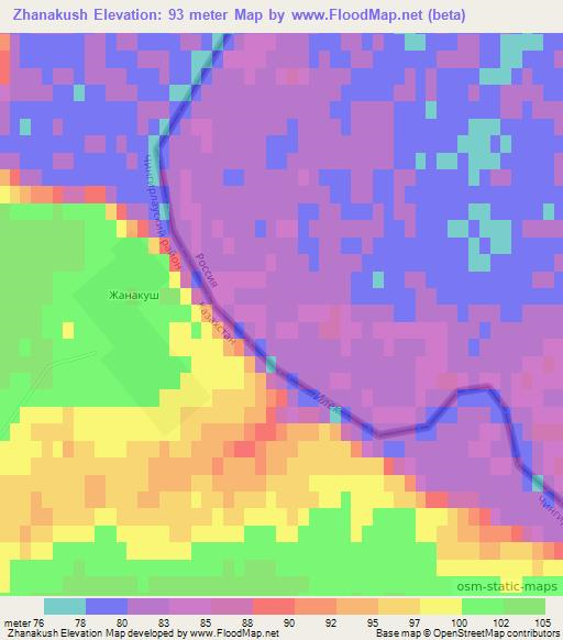 Zhanakush,Kazakhstan Elevation Map