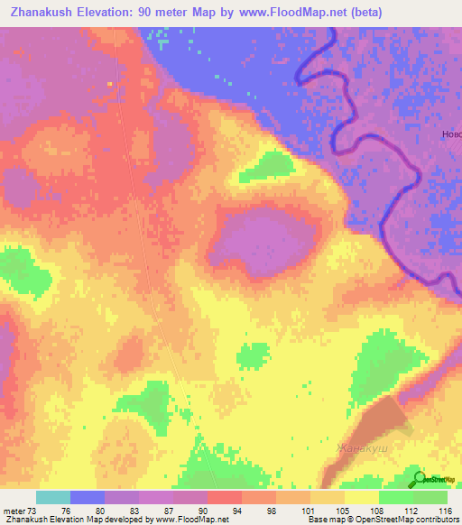 Zhanakush,Kazakhstan Elevation Map
