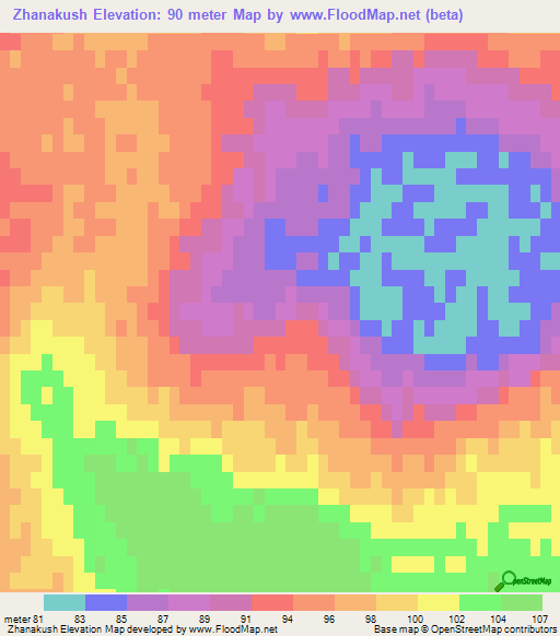 Zhanakush,Kazakhstan Elevation Map