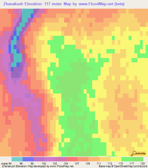 Zhanakush,Kazakhstan Elevation Map