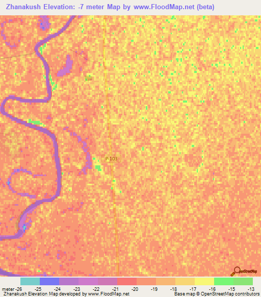 Zhanakush,Kazakhstan Elevation Map