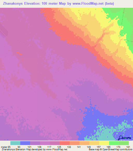Zhanakonys,Kazakhstan Elevation Map