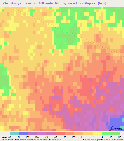 Zhanakonys,Kazakhstan Elevation Map