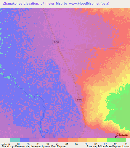 Zhanakonys,Kazakhstan Elevation Map