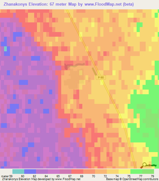 Zhanakonys,Kazakhstan Elevation Map