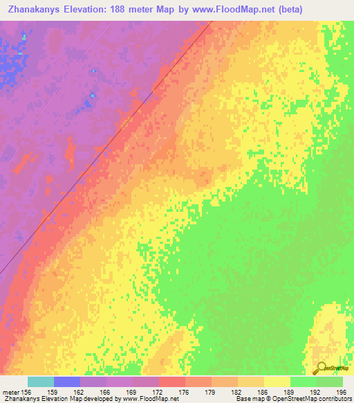 Zhanakanys,Kazakhstan Elevation Map