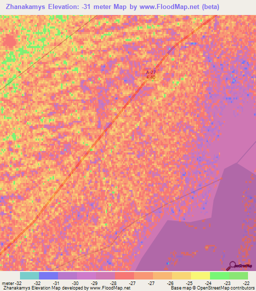 Zhanakamys,Kazakhstan Elevation Map