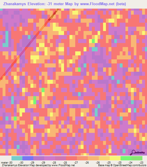 Zhanakamys,Kazakhstan Elevation Map