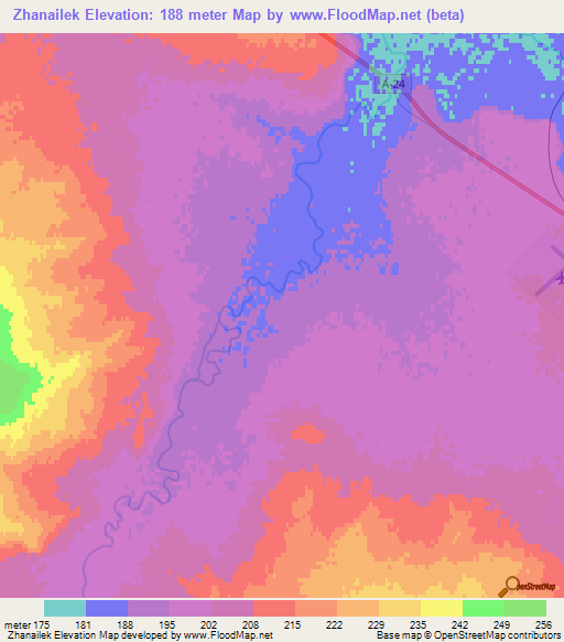Zhanailek,Kazakhstan Elevation Map