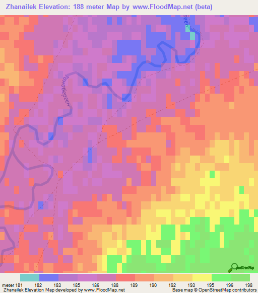 Zhanailek,Kazakhstan Elevation Map