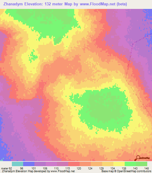 Zhanadym,Kazakhstan Elevation Map