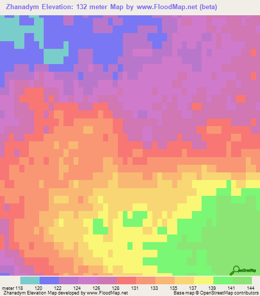 Zhanadym,Kazakhstan Elevation Map