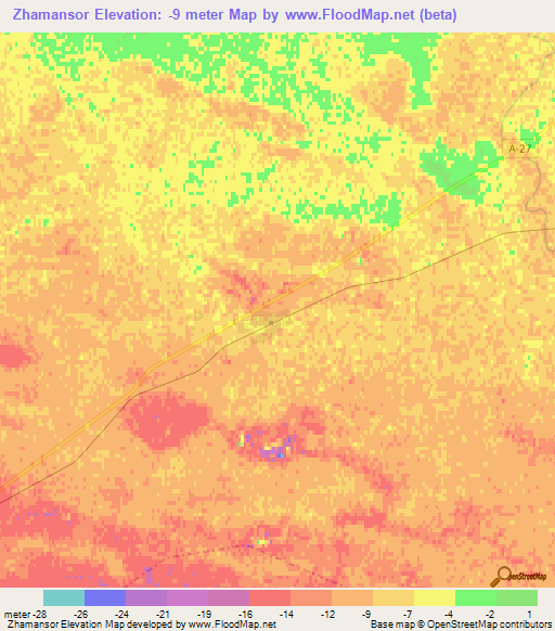 Zhamansor,Kazakhstan Elevation Map
