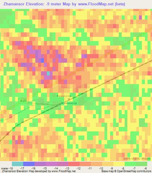 Zhamansor,Kazakhstan Elevation Map