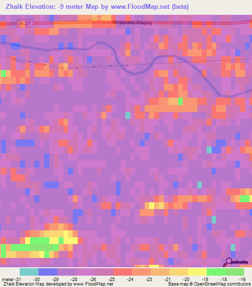 Zhaik,Kazakhstan Elevation Map