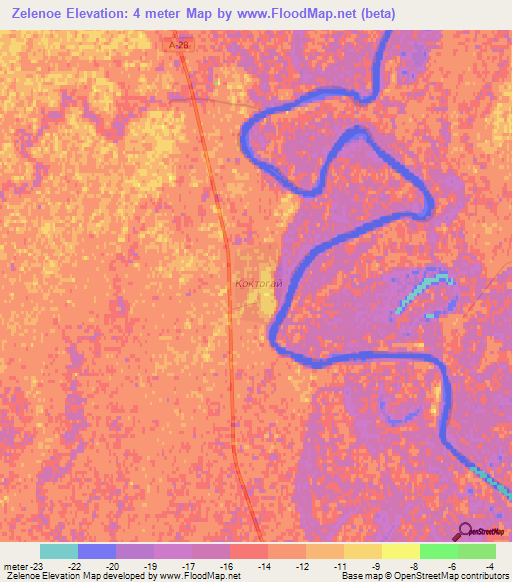 Zelenoe,Kazakhstan Elevation Map