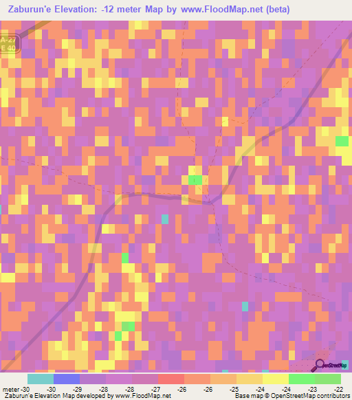 Zaburun'e,Kazakhstan Elevation Map