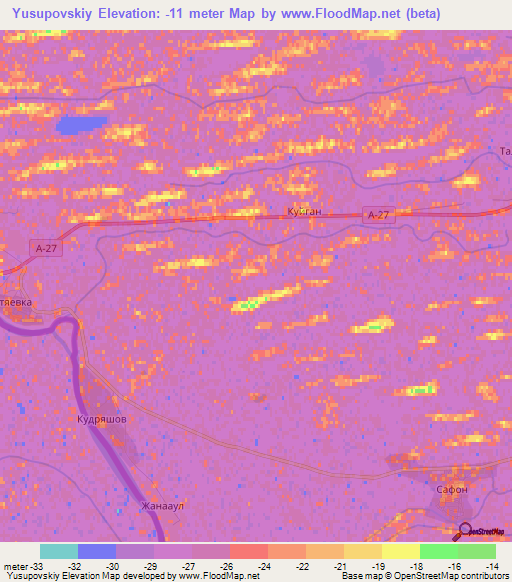 Yusupovskiy,Kazakhstan Elevation Map